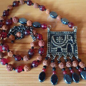 Indian Style Rudraksha Seed Pendant Necklace